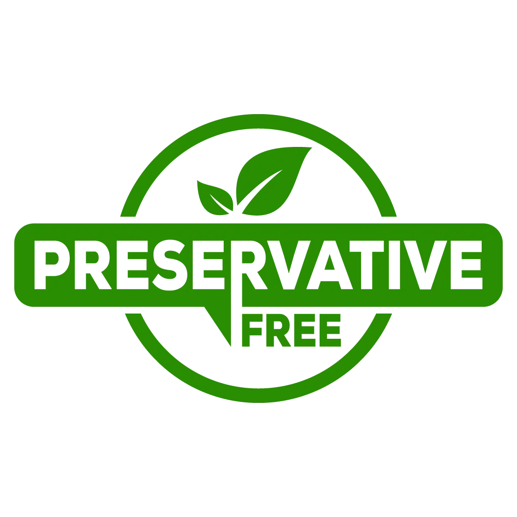 Preservative free certification logo ensuring freshness for Nanuri Food